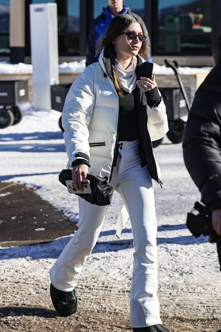 Hailey Bieber was seen perfecting her skiing skills in Aspen with the help of an instructor. It appears the model is learning to ski as husband Justin is an avid snowboarder, skier and has been seen playing ice hockey. Bieber who grew up playing hockey in Toronto, Canada reportedly considered going pro but decided to focus on his music career. **Shot on January 16, 2025**