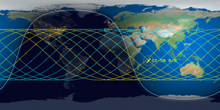 This reentry prediction plot by the Aerospace Corporation shows the estimated splashdown point of China's 21 metric ton Long March 5B rocket booster on May 8, 2021. As of midday May 7, it was estimated to fall in the Indian Ocean at around 11:53 p.m. EDT.
