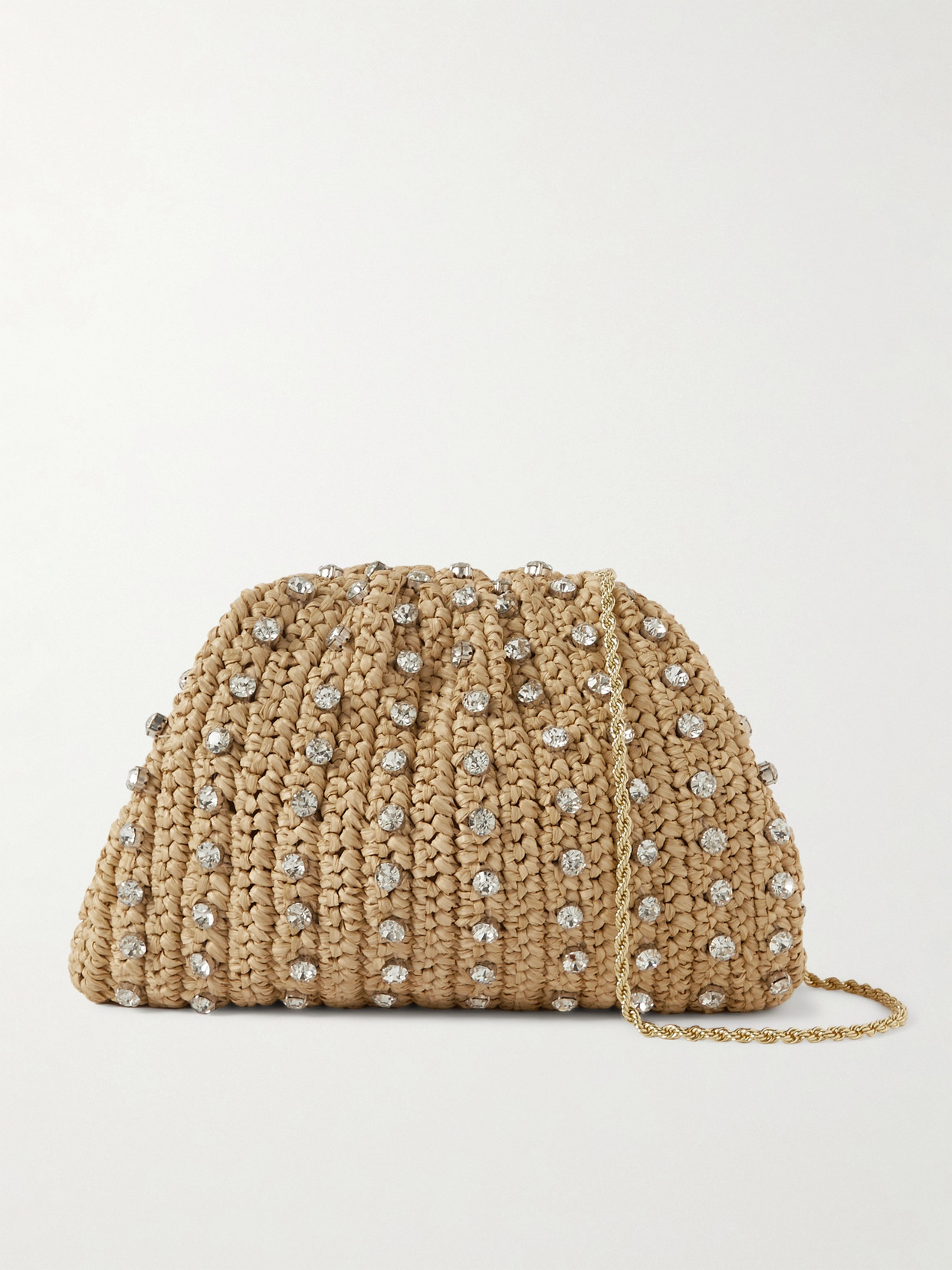 Bailey Crystal-Embellished Raffia Clutch