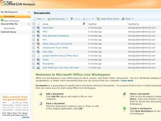 Microsoft Office Live Workspace, part of the Equipt package