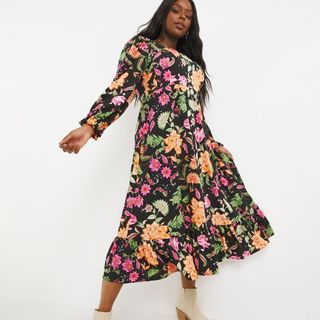 floral dress with square neck