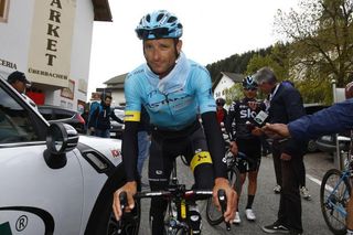 Michele Scarponi smiles after a stage at the Tour of the Alps