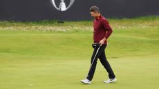 Justin Rose walks off the 18th green during the final round of the 152nd Open Championship at Royal Troon