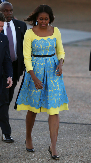 First Lady Michelle Obama arrives at Stansted Airport for a visit to London on June 15, 2015 in London, England