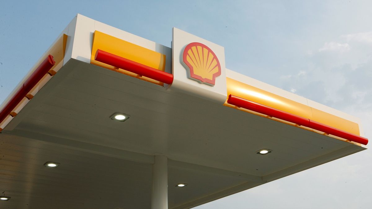 Shell logo on petrol filling station