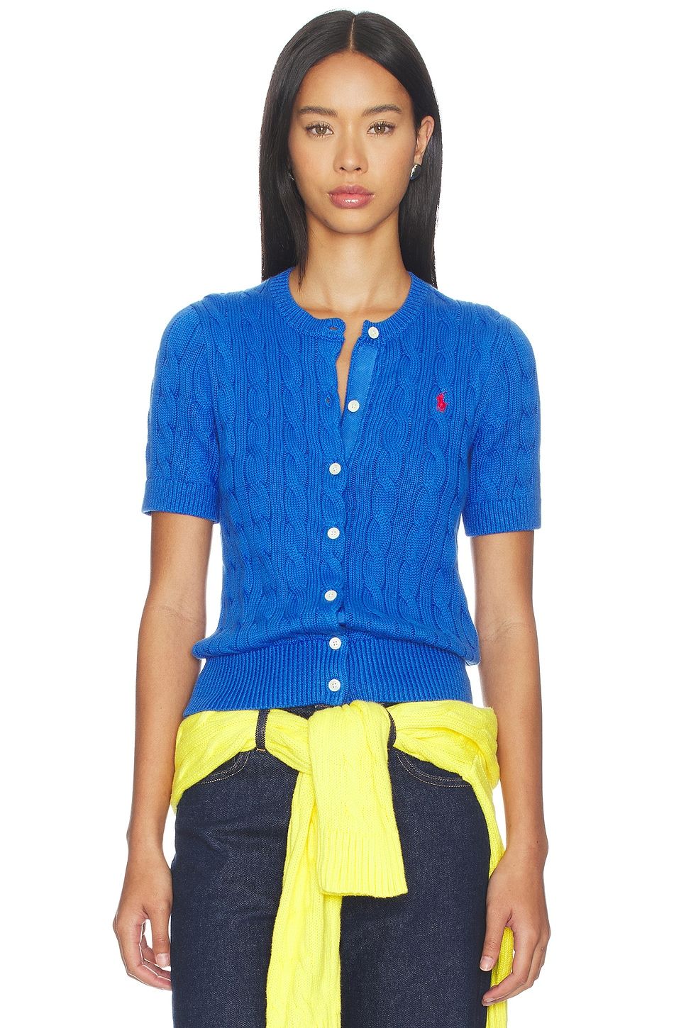 Cotton Short Sleeve Cardigan Sweater