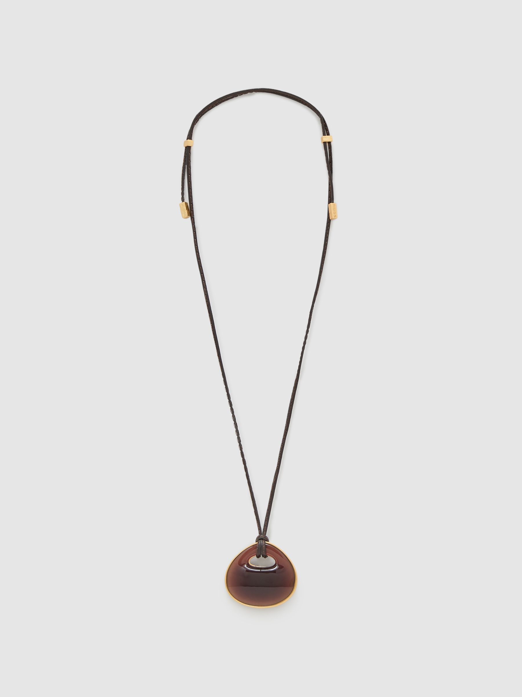 Large Resin Pendant Necklace in Burgundy