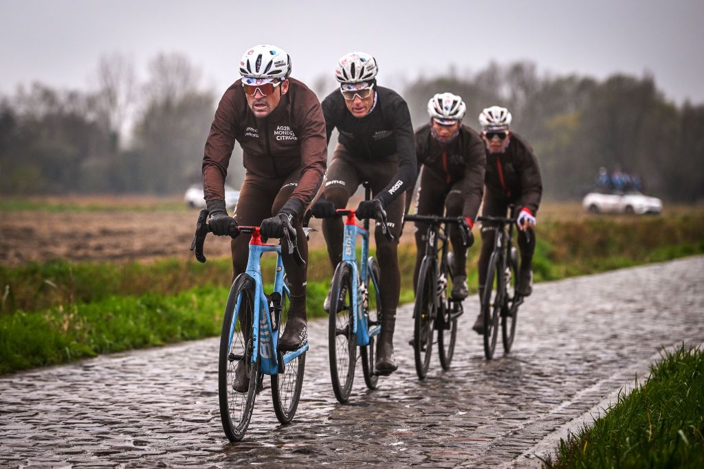 ROUBAIX FRANCE APRIL 06 Greg Van Avermaet of Belgium and Ag2R Citron Team during the ParisRoubaix 2023 Training Day 1 UCIWT on April 06 2023 in Roubaix France Photo by Luc ClaessenGetty Images