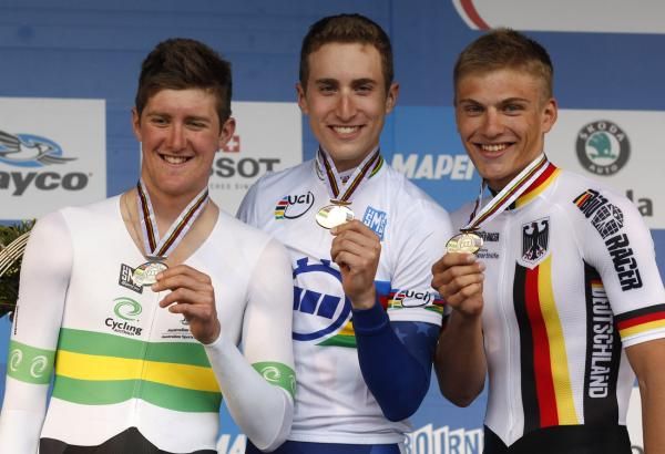 Podium (L-R): Luke Durbridge (Australia), Taylor Phinney (USA) and Marcel Kittel (Germany)