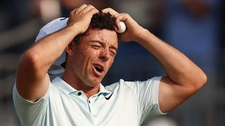 Rory McIlroy reacts after the 72nd hole at the US Open
