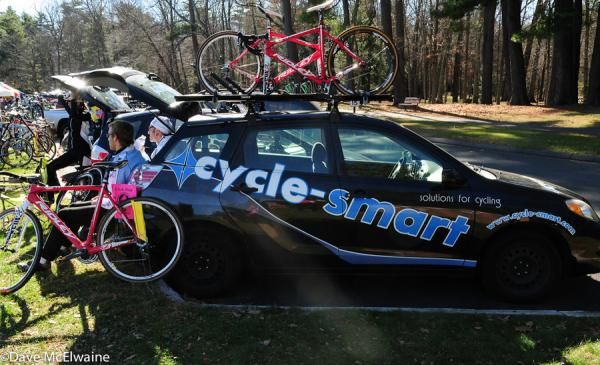 Race promoter Adam Myerson in his mobile "office"