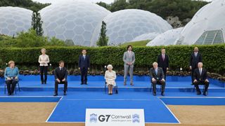 Queen Elizabeth with world leaders at the G7 summit, 2021