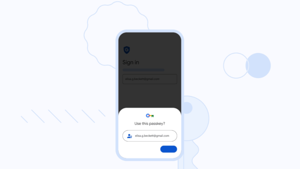 Screenshot showing a phone using passkey for Google account sign-in