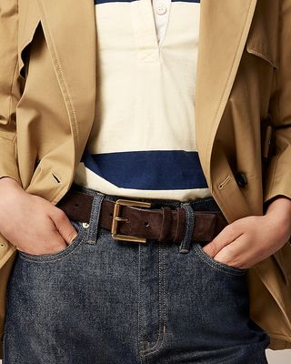 Suede Roller-Buckle Belt