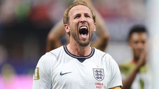 Harry Kane of England celebrates after the FIFA World Cup 2026 Round Of 32 match between England and Congo DR at Atlanta Stadium on July 01, 2026 in Atlanta, Georgia