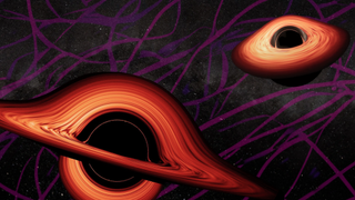 Two supermassive black holes against a network of dark matter drawing them together