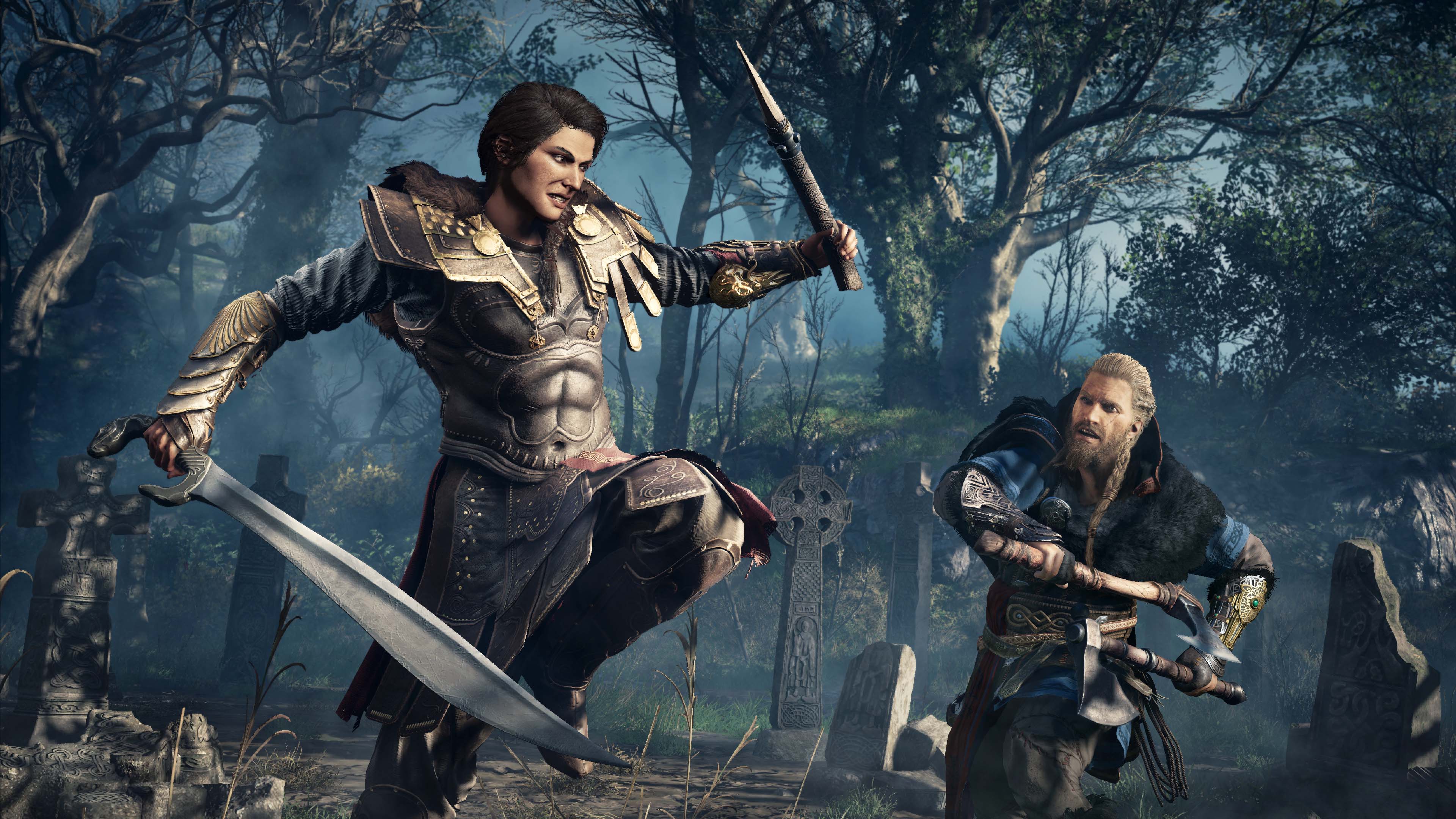 Eivor fights alongside another viking in Assassin's Creed Valhalla