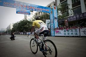 Tour leader Justin Jules (Velo Club/La Pomme Marseille) in Chengmai for stage six.