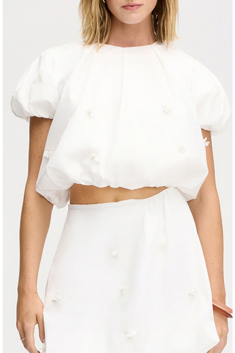 Paillette Bubble Cotton Poplin Crop Top