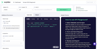 Oxylabs how to use API playground page