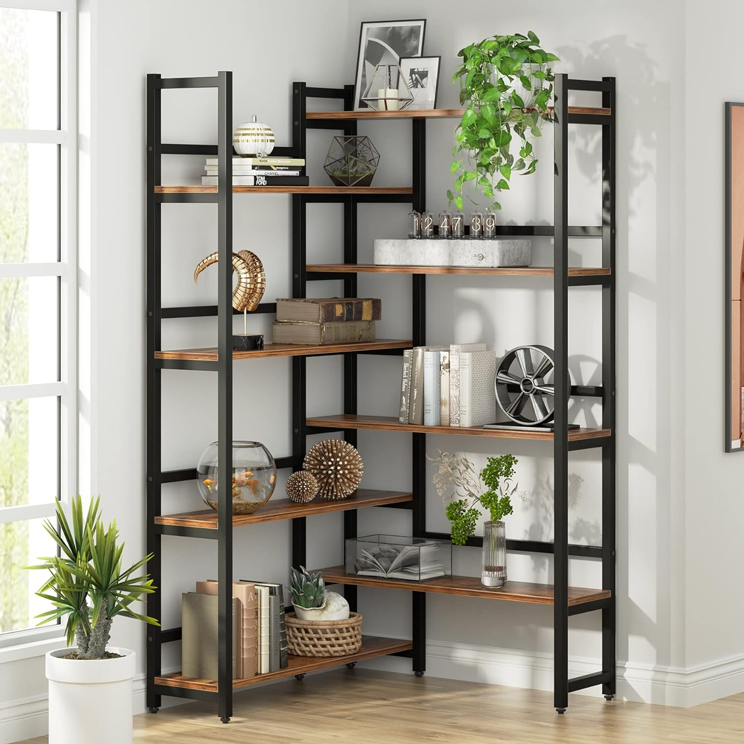 large corner bookshelf