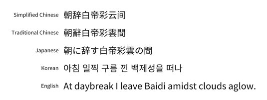 Pan-Asian font