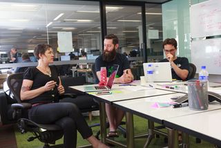 Atlassian team members in a sparring session