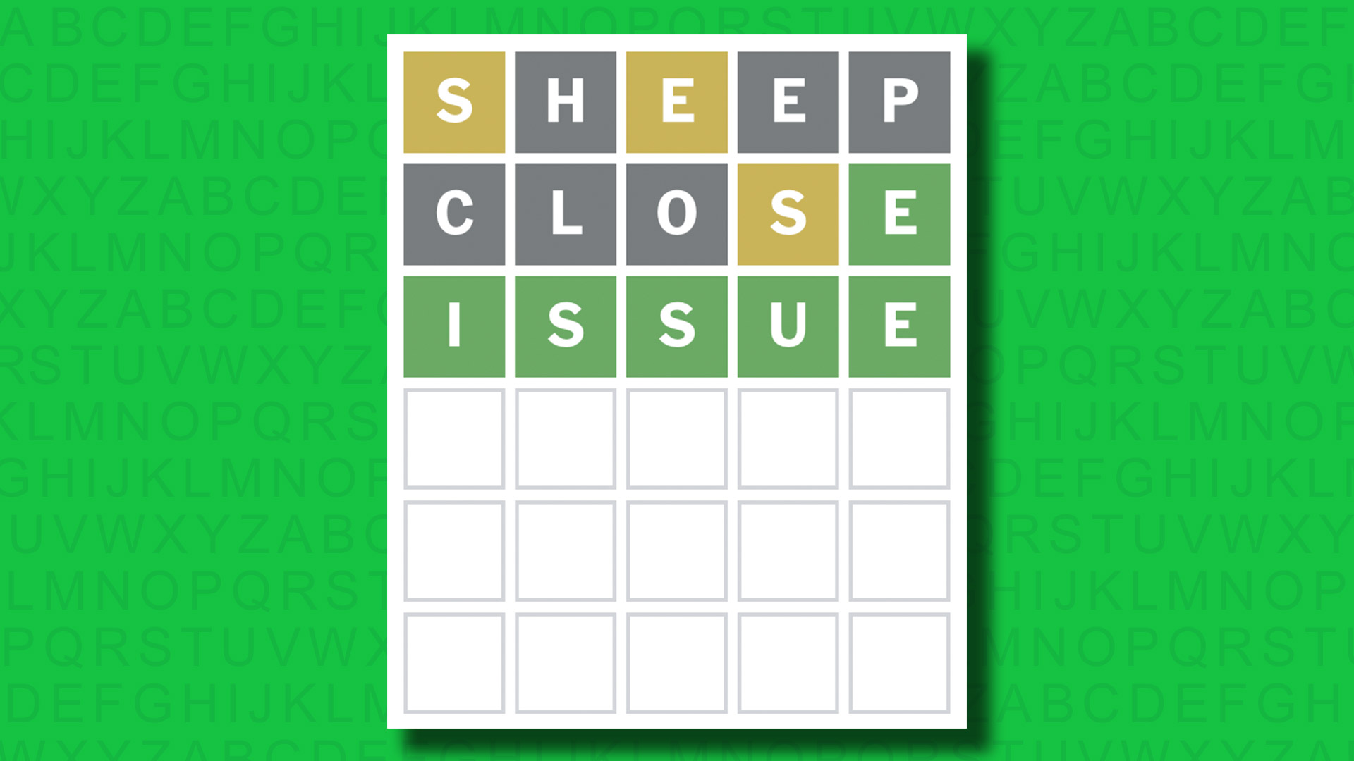 NYT Wordle answer for game 1521 on a green background