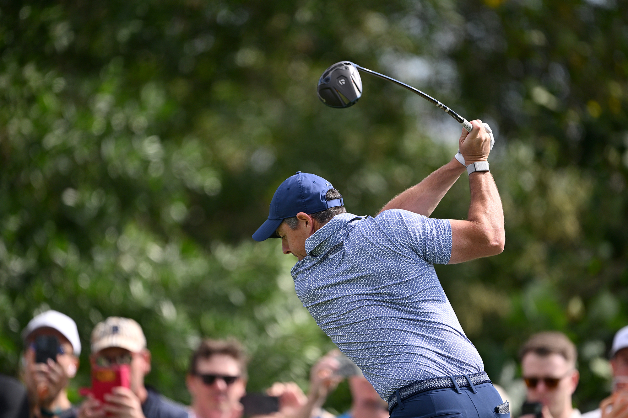 Rory McIlroy at the top of the backswing with driver