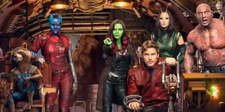 A Guardians of the Galaxy Vol. 2 promotional image shows Rocket, Nebula, Gamora, Star Lord, Mantis,