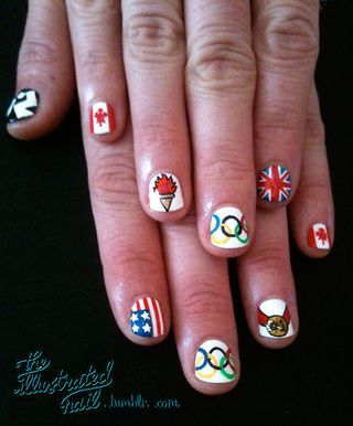 Olympic-inspired nail art by creative manicure, illustrator and nail artist Sophie Harris-Greenslade
