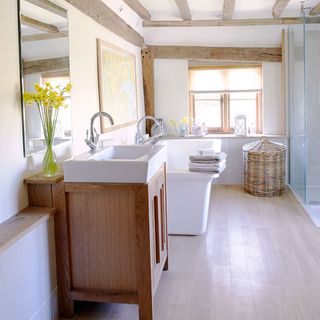 bathroom with basin and basket