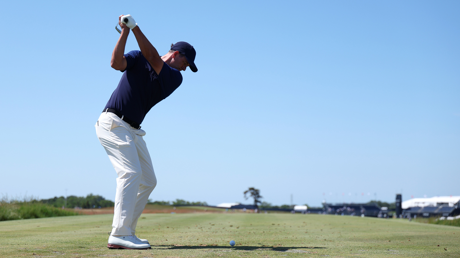 Adam Scott at the top of his backswing