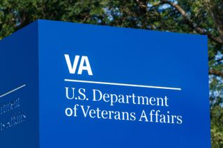 Blue US Department of Veterans Affairs sign