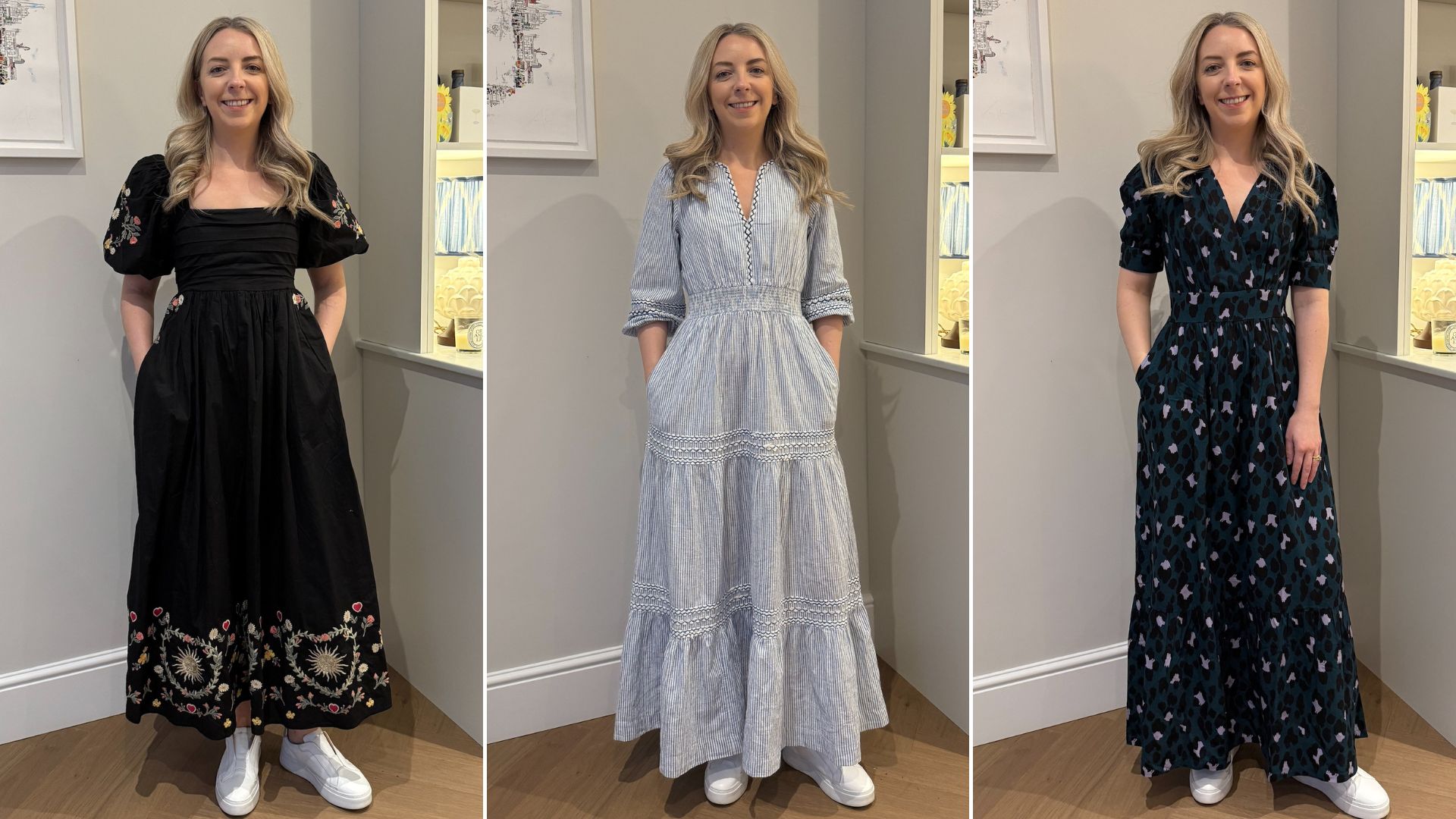 Caroline Parr wearing three of the best dresses with pockets 