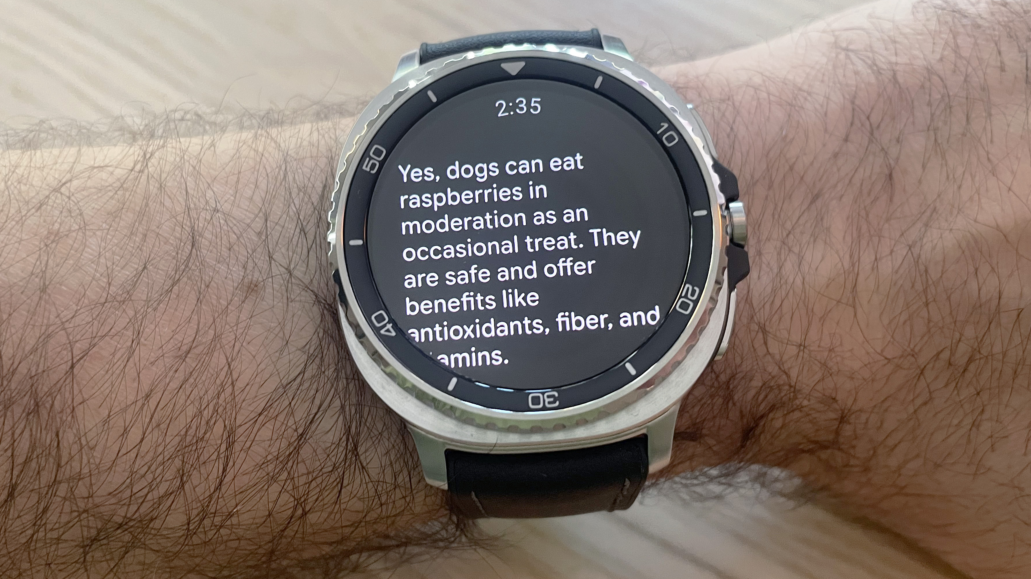 Close-up of the Samsung Galaxy Watch 8 Classic showing the Gemini AI assistant