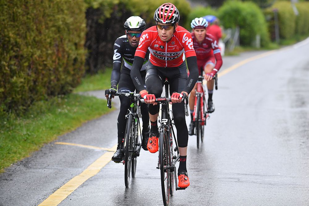 Mekseb Debesay and Sander Armee in the break during stage 1 at Tour de Romandie