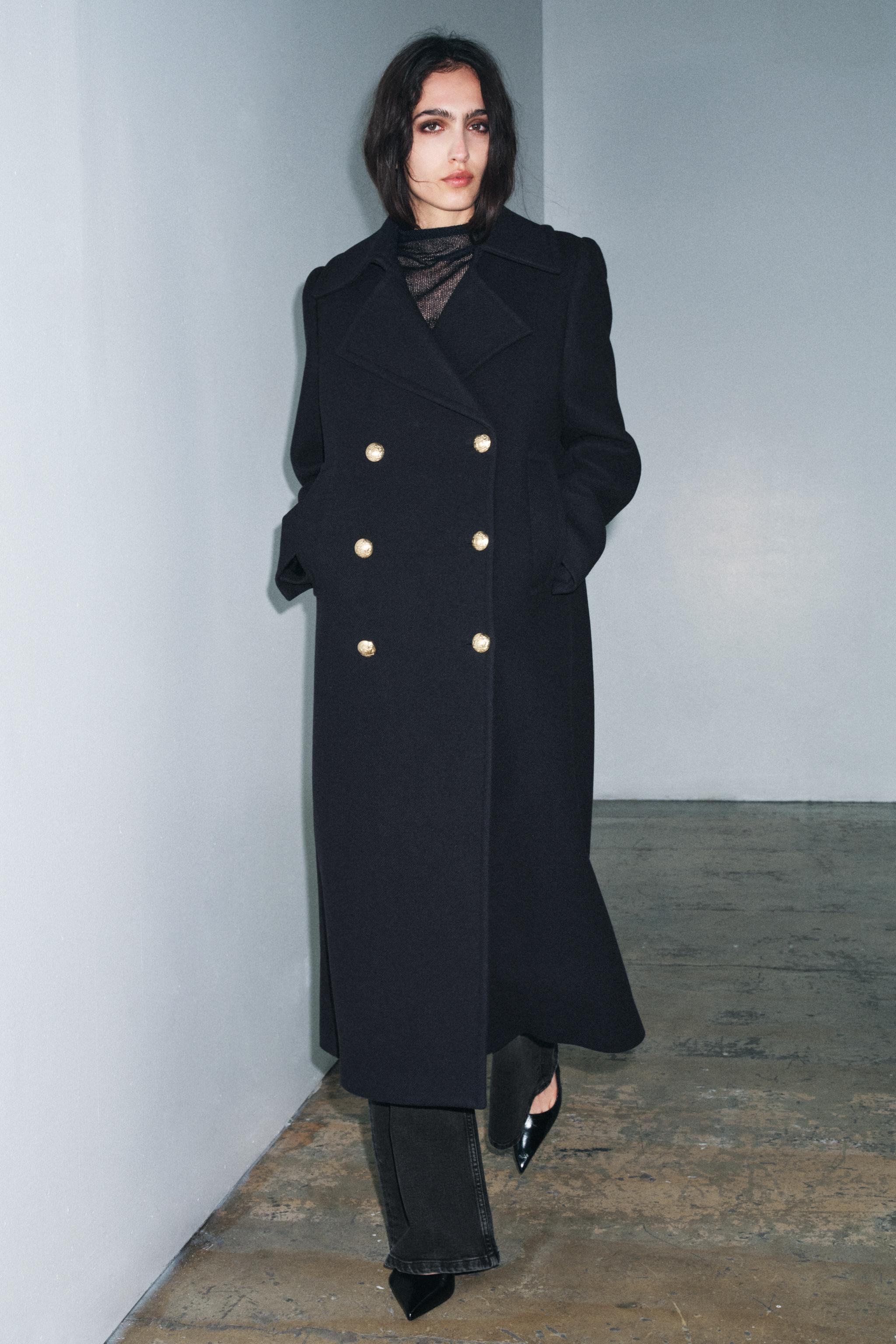 Long Wool Blend Coat Zw Collection