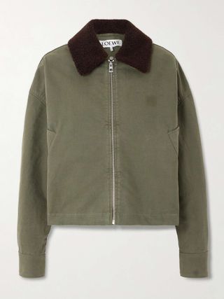 Shearling-Trimmed Cotton-Drill Jacket