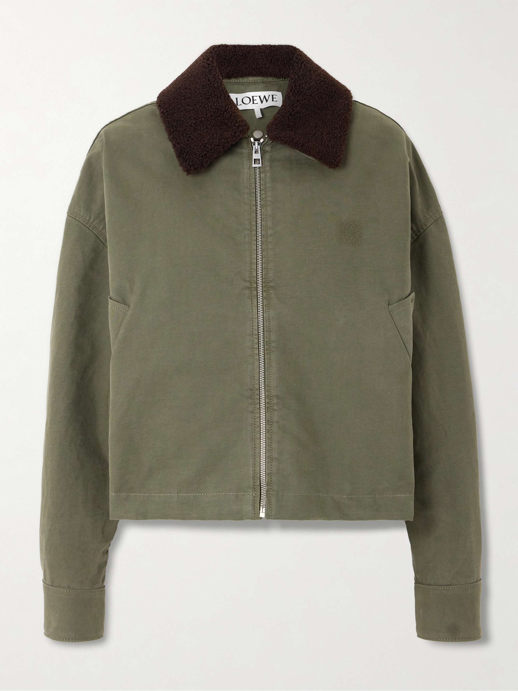 Shearling-Trimmed Cotton-Drill Jacket