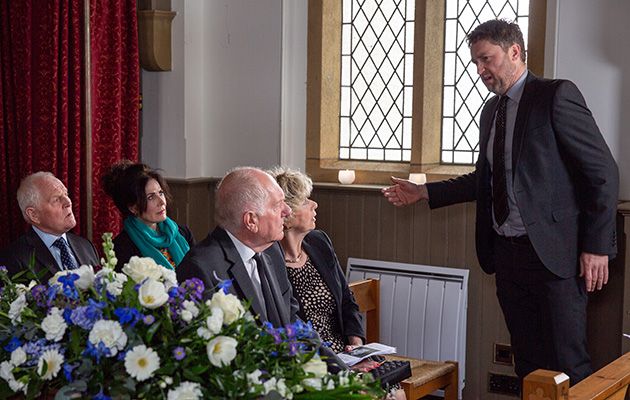 Emmerdale spoilers! Doug Potts is left high and dry when Gerry&#039;s uncle Terry walks out of the funeral