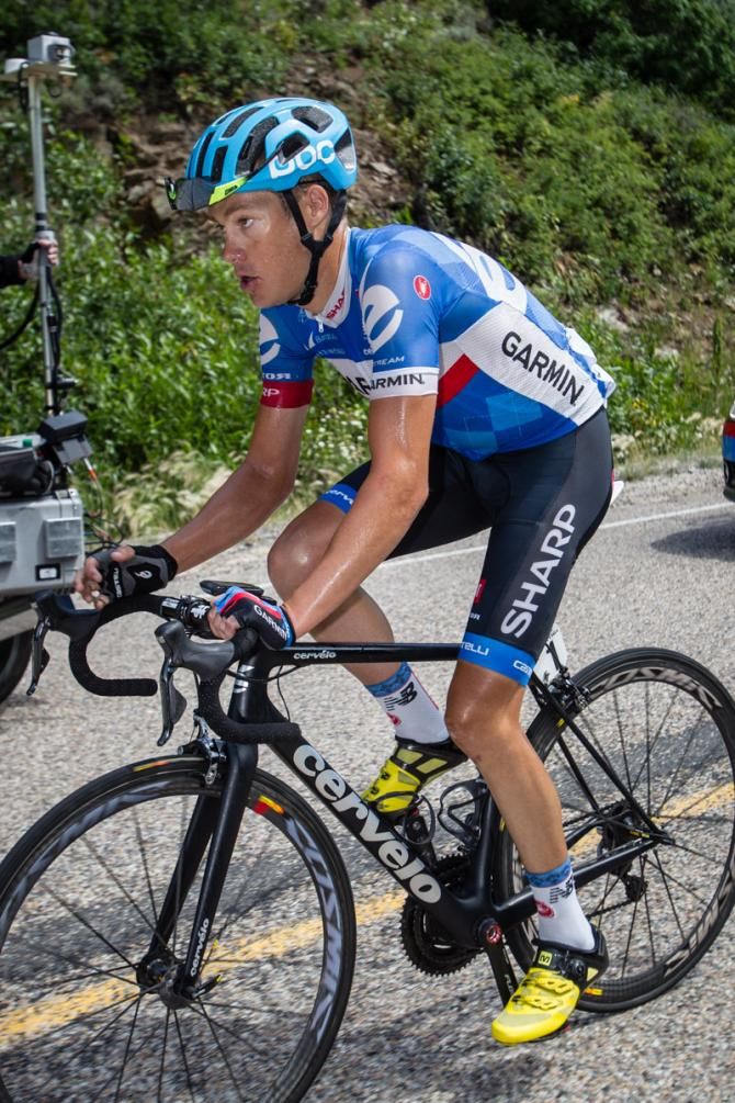 Tom Danielson (Garmin) heads to the finish by himself.