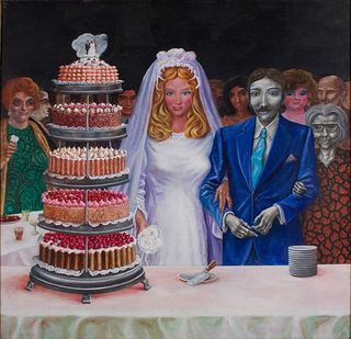 Painting of couple on their wedding day