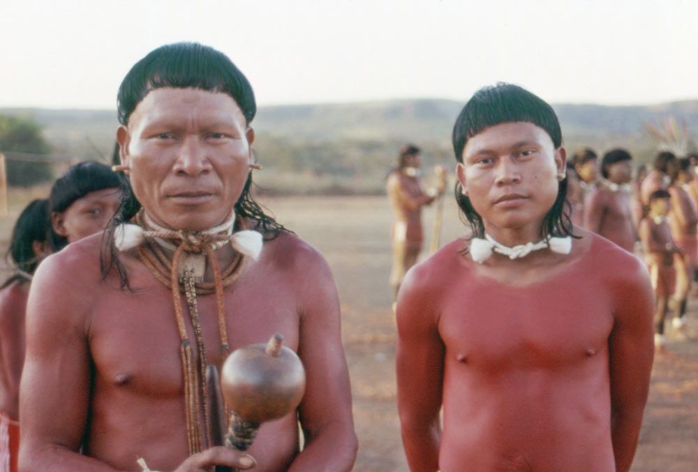 Xavante tribe father and son