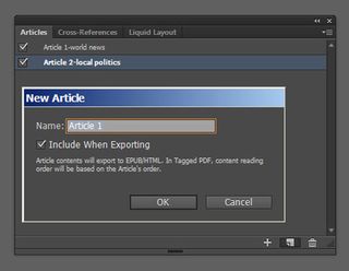 The Articles panel in InDesign