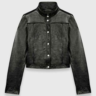 Maje Black Vinyl Leather Jacket