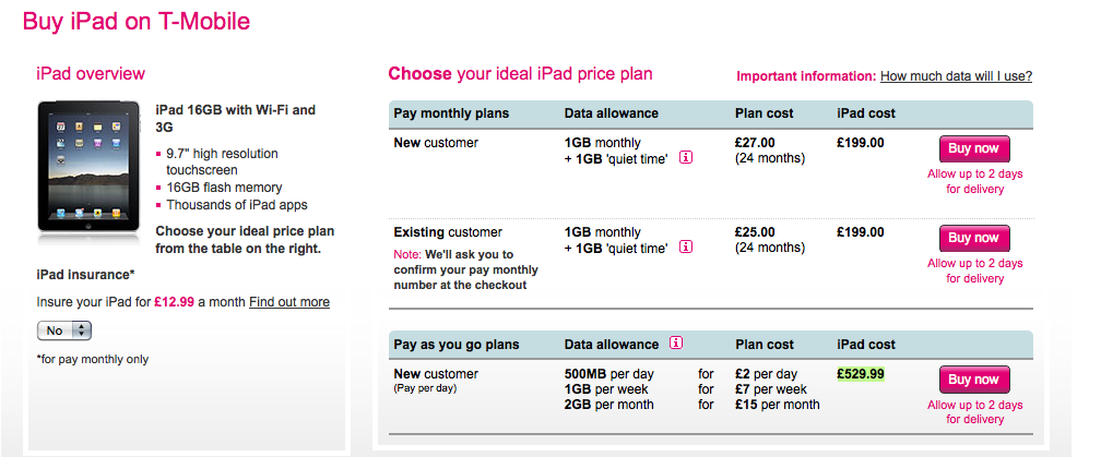 t mobile internet plan for ipad