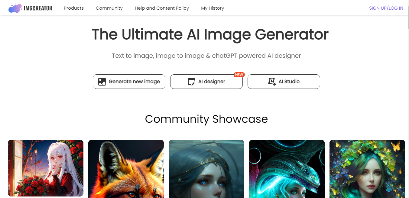 Website screenshot for ImageCreator.ai