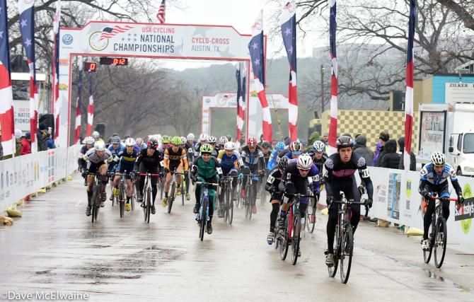 Collegiate racing at the USA Cycling Cyclo-cross National Championships in Austin.