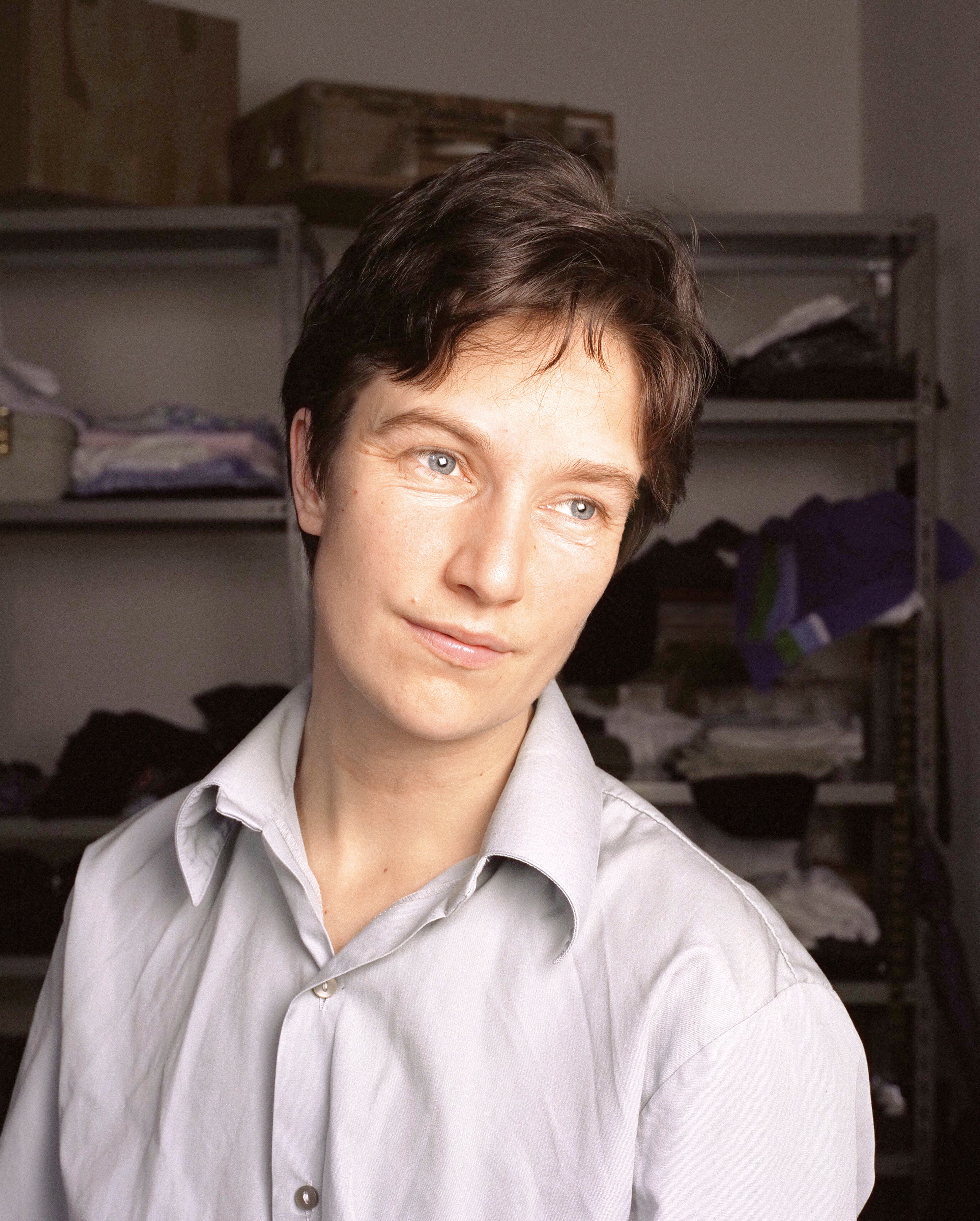 Manipulated photo merging multiple people's faces, by Vibeke Tandberg